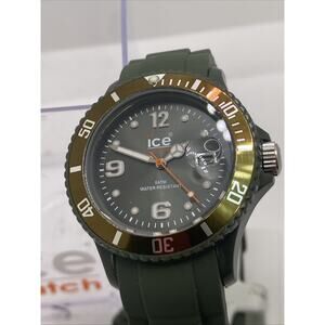 Dark Green Ice Unisex Rubber Rotating Bezel Watch Works New Battery